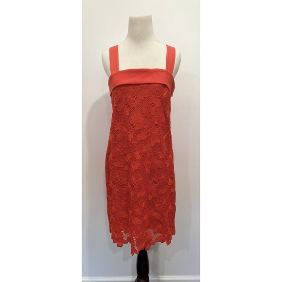 NWT Banana Republic Limited Edition Lace Shift Dress Bow Back Orange Lined Sz 2 - Picture 3 of 8